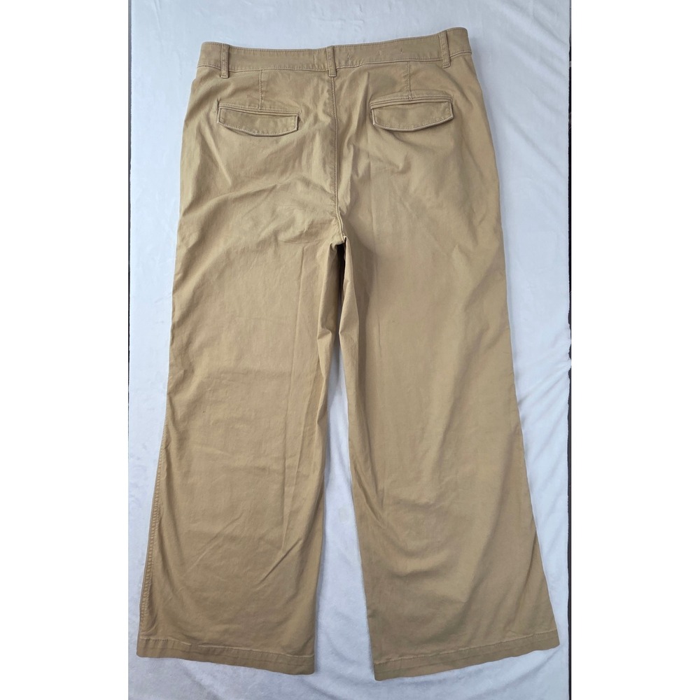Loft Pants Women 14 Tan Wide Leg Chino Trousers Excellent - Picture 11 of 11
